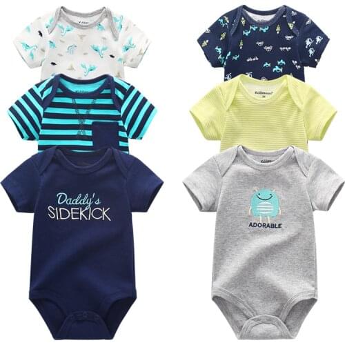 Newest 2019 6PCS Baby Bodysuits 0-12M Short Sleeve Baby Girl Clothes 100%Cotton Newborn Roupas de bebe infant Baby Boy Clothes