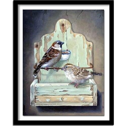DIY Two Little Funny Birds 5D square diamond painting cross stitch diamond embroidery home decor crafts wall painting