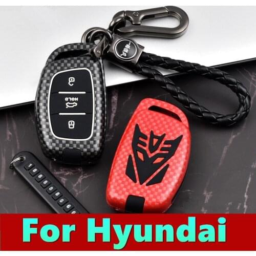 For Hyundai elantra mistra Tucson ix25 ix35 Auto man logo buckle key shell Carbon fiber pattern key set car accessories