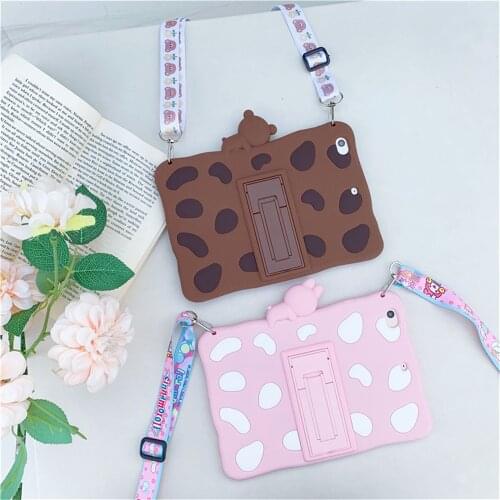 For iPad Mini 1 2 3 4 5 Case Shockproof Cute Bear Cartoon Silicone Stand Cover iPad Mini Protective 7.9 Inch Tablet Cases