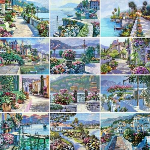 Evershine 5D DIY Diamond Painting Garden Cross Stitch Diamond Embroidery Town Landscape Full Square Round Drill New Years Gift