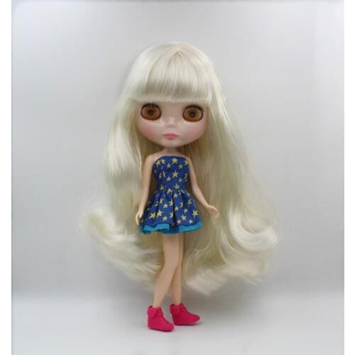 Blygirl,Blyth doll,White bangs, curly hair, normal body, 7 joints, 1/6 dolls, 30cm, can be replaced
