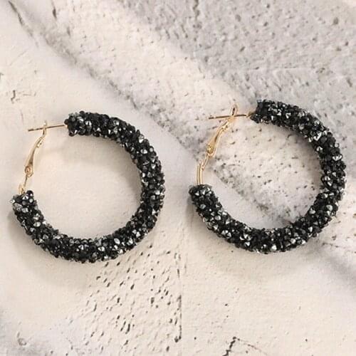 Fashion Crystal Dangle Drop Korean Earrings For Women Vintage Austrian Rhinestone Round Earring Wedding Jewelry