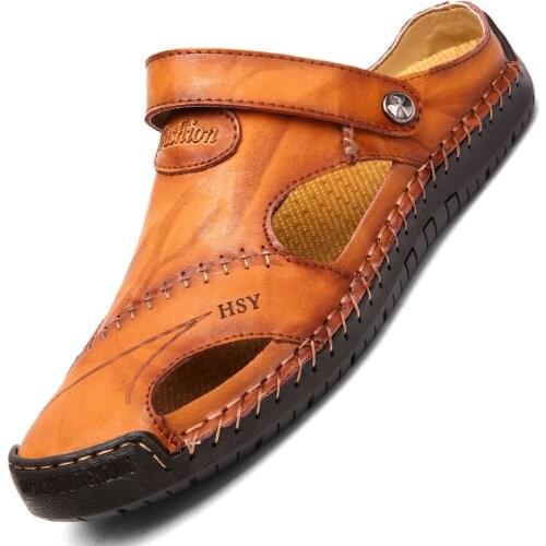 2020 Genuine Leather Mens Sandals Summer Soft Shoes Beach Mens Sandals High Quality Sandals Slippers Bohemia Size 38-48