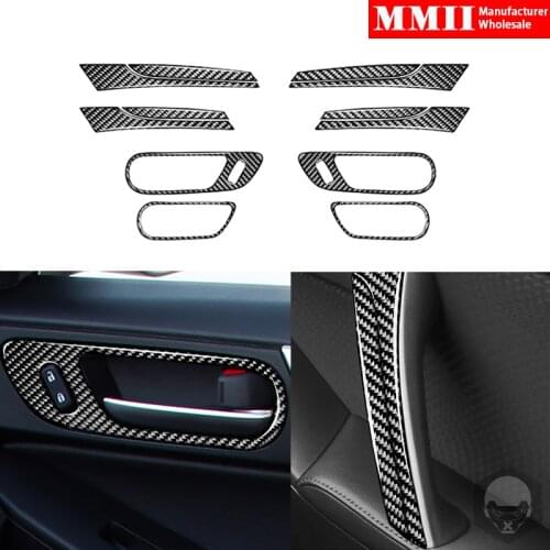 12 PCS Door Handle Stickers Set Cover Trim For Mazda 3 Axela 2010-2013 Real Carbon Fiber Car Interior Decoration Accessories