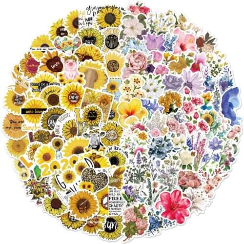 10/50/100PCS Pretty Mixed Flowers Stickers Guitar Skateboard Waterproof DIY Cool Waterproof Graffiti Sticker