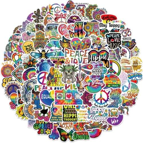 10/50/100PCS Hippie Stickers Peace Signs Waterproof Decal Sticker To DIY Laptop Luggage Snowboard Car Toy Sticker for Kids