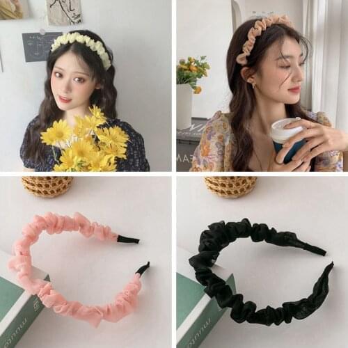 Fashion Organza Bezel Hair Bands for Women Sweet Candy Color Wrinkled Hair Hoop Retro Girl Lovely Headband New Hair Accessories