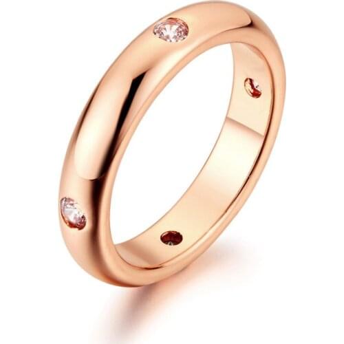 Ociki Cubic Zirconia CZ Ring Jewelry Rose Gold Color Silver Color Wedding Crystal Promise Rings for Women Girls Drop Shipping