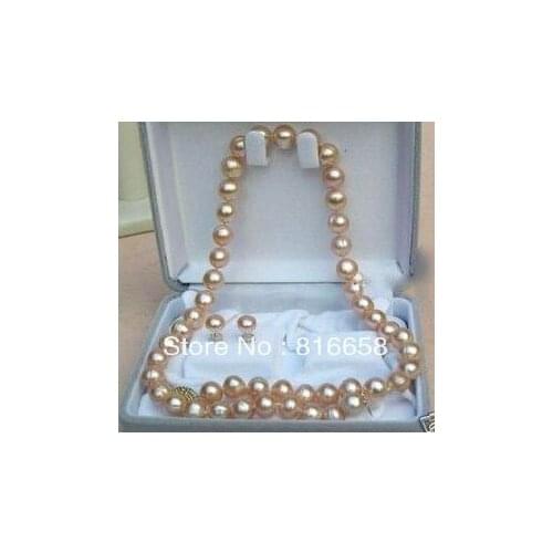 7-8mm Rare pink Freshwater Pearl Necklace Earring Set 18