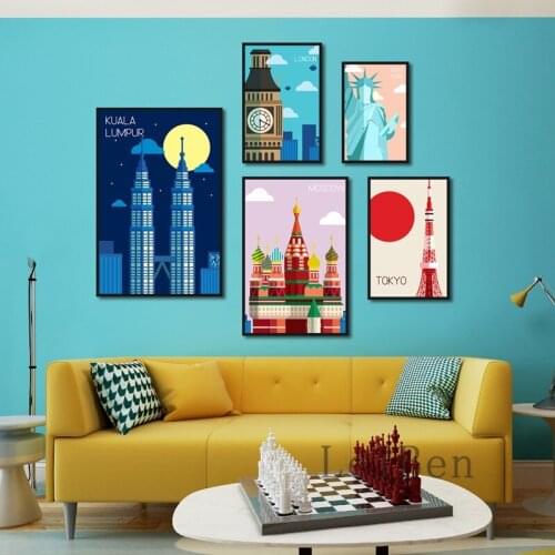 Posters Of Famous Buildings In Different countries Landscape Art Canvas Painting Posters And Prints Living Room Bedroom Decor
