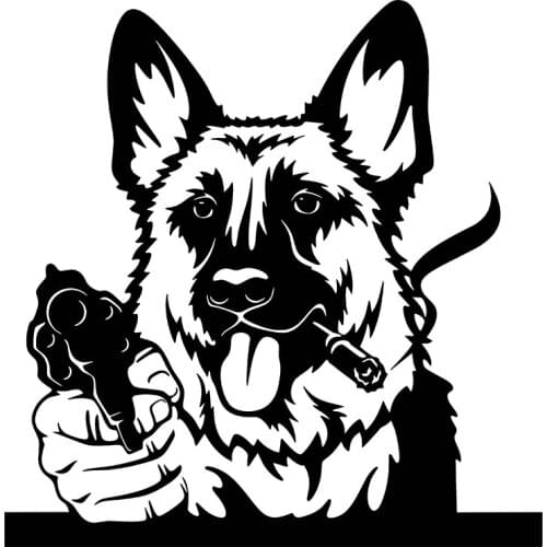RuleMylife Cool German Shepherd with Gun Vinyl Car Sticker for Volkswagen bmw e46 bmw e90 Passat b6 car sticker car auto parts