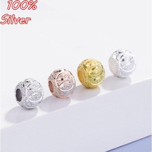 S925 Sterling Silver Color 8MM Fashion Charm Beads Shop Gold-plated Loose Beads DIY Jewelry Accessories Wholesale