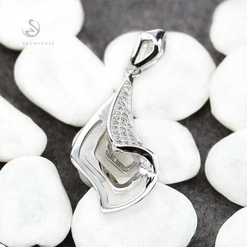 SHUNXUNZE Luxury jewellery christmas Wedding pendants for women best sell dropshipping White Cubic Zirconia Rhodium Plated R3134