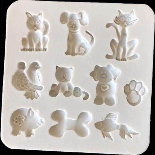 Cartoon Animals Cats Dogs Bone Shaped Fondant Cake Silicone Mold Pastry Chocolate Mould Candy Ice Cube Molds DIY Baking Tools
