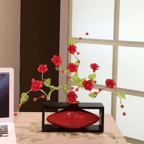 Modern Minimalist Desktop Ornaments Ceramic Flower Vase Acrylic Bottle Figurines & Miniatures Office Home Decoration Accessories