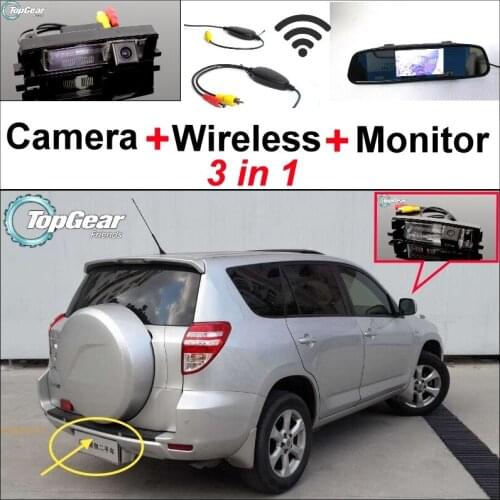 Special Rear View Camera + Wireless Receiver + Mirror Monitor 3 in1 Easy DIY Parking System For TOYOTA RAV4 RAV-4 RAV 4