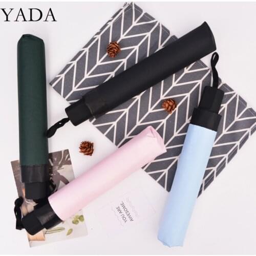 YADA Luxury Custom LOGO Solid Color Umbrellas Folding Rainy Sun Umbrellas For Women Summer Clear Promotional Umbrella YS200093