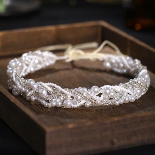 New Bride Pearl Headbands Wedding Accessories Elegant Bride Pearl HairbandsTiaras For Women Jewelry Accessories