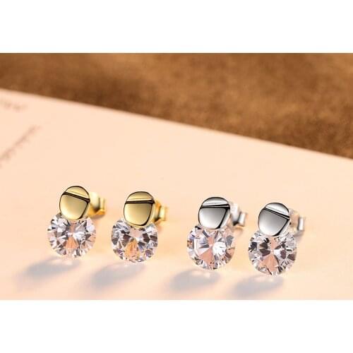 Women Earrings S925 Sterling Silver Zircon Stud Earrings for Bride 18k Gold Plated Earrings Wedding Bride Jewelry Accessories