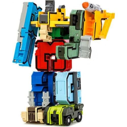 Hot 10Pcs Creative Assembling Educational Robocar Robot Building Blocks Kids Toys Transformation Anime Action Figure Toys