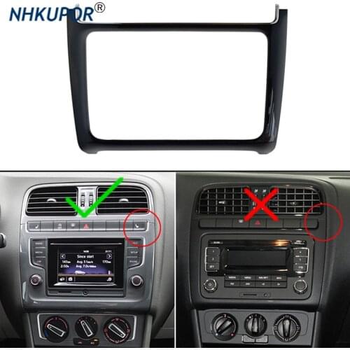 2 Din Car Radio DVD Face Frame Kit For VW POLO 2014-2017 ABS Interior Dash Center Console Trim Bezel Faceplate Panel Fascia