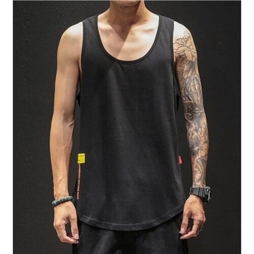 2020 Men Tank Tops Large Size Loose Mens Vest Casual Cotton Tank Tops Mens Bodybuilding Tank Tops White Tank Top Gym Clothing