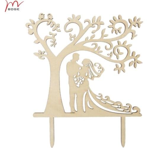 20pcs Mr & Mrs Silhouette Tree wedding cake toppers bride and groom handmade wedding cake topper