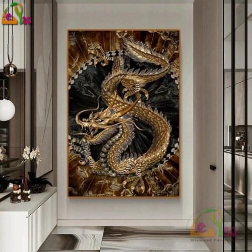 5D DIY Diamond Painting Chinese Dragon Full Square/Round Diamond Embroidery Cross Stitch Rhinestones Diamond Mosaic Decor