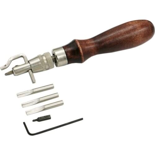 1 Set 7 in 1 DIY Pro Leathercraft Adjustable Stitching and Groover Crease Leather Tools Sewing Tools, High-quality