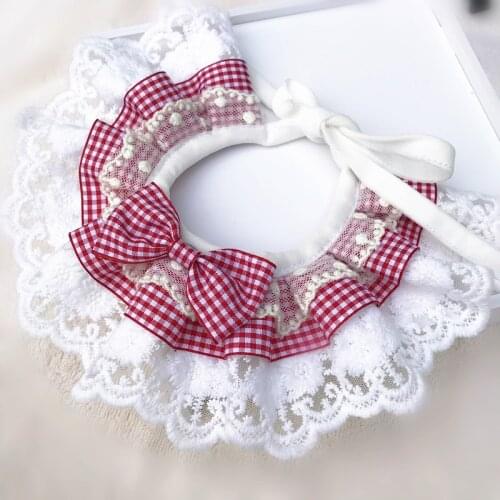 Pet Accessories Handmade Bow Ties Lace Dog Necklace Dogs Festival Bow Tie Cat plaid bib
