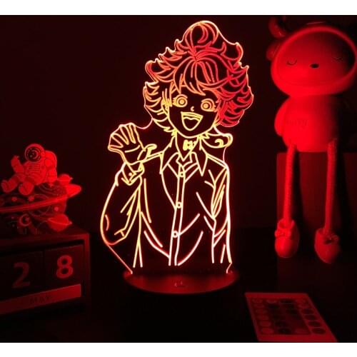 Anime The Promised Neverland 3D LED Nightlight Emma Norman Ray Figure Bedside Lamp For Bedroom Decor Kids Birthday Mange Gift