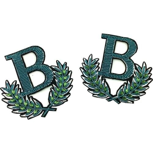 2pc Beaded Letter Applique Rhinestone Patch Iron On Embroidery Letters Patches For Clothing Parches Ropa Clothes Sticker AC1411