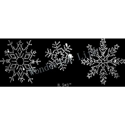 Free Shipping Shiny snow flake hot fix rhinestone iron on crystal transfers design hot fix rhinestone transfer motifs