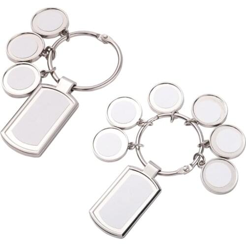 6 Circles Sublimation Blank Keychain with Key Ring Heat Transfer Keychain for Christmas Valentine Graduation Day Present