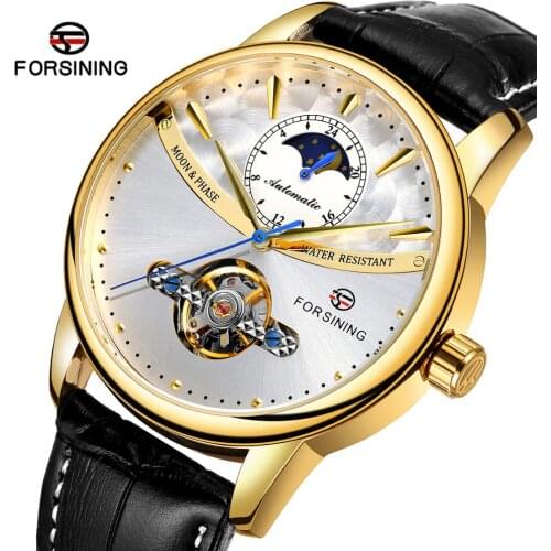 Forsining Mechanical Watch Men Watch Automatic Tourbillon Moon Phase Business Watches Clock relogio masculino Luxury