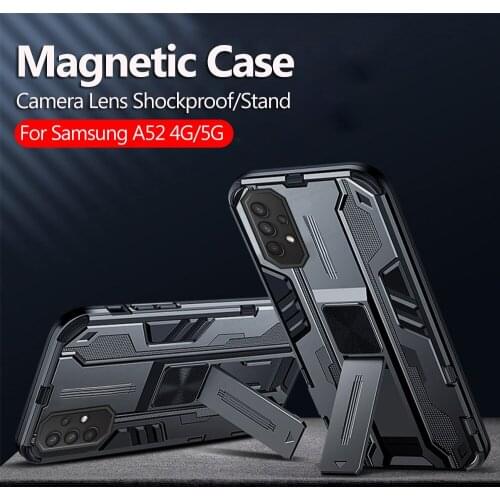For Samsung A52 Case Car Magnetic Holder Armor Cover For Galaxy A 52 5G / 4G A525F A526B Camera Shockproof Frame Bracket Fundas