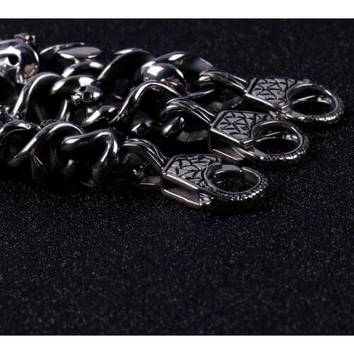 Jewels Store Stainless Steel Retro Twisted Chain Mens Skull Punk Style Unique Bracelet Jewelry Accessories For Man KB109997-BD