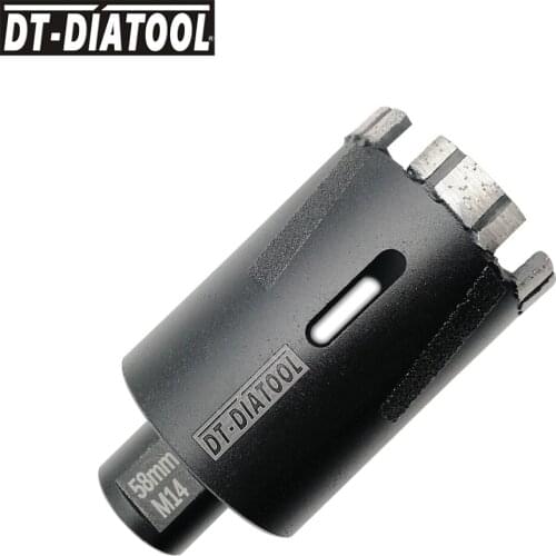 DT-DIATOOL 1pc Dia 58mm Welded Diamond Drilling Core Bit Granite Marble Dry Hole Saw With Side Protection M14 thread
