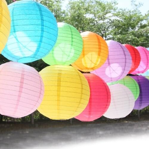 4" 6" 8" 10" 12" 14" 16" Chinese Paper Lanterns White Blue Purple Gold Hanging Lampion Wishing Paper Lamp Wedding Decoration