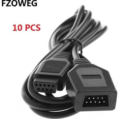 FZQWEG 10 PCS 9 Pin 1.8M/6FT Extension Cable Cord For Sega Genesis 2 Controllers Handle Grip