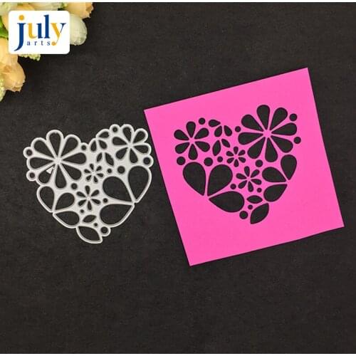 Julyarts Heart Metal Cutting Dies Scrapbooking Silver Die Cuts For Card Making Photo Album Gift Carbon Steel Craft Decorative