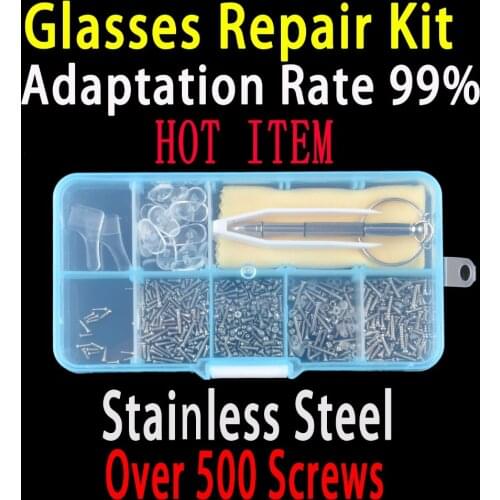 500 Eyeglasses Repair Kit Tool Set sunglasses screws Micro Nose Pads Screwdriver Ear Grips for Sunglasses repair tool Watch