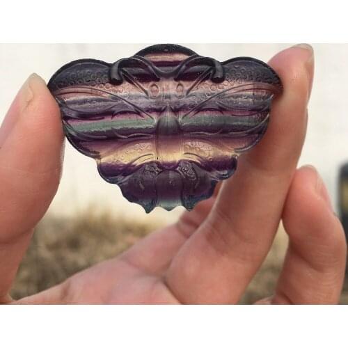 Natural Fluorite Crystal Butterfly Hand Carved Figurine Home Decoration Gemstone Collection