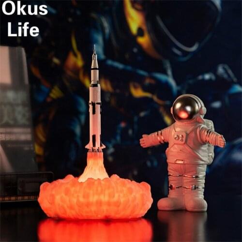 Newest 3D Print Space Shuttle Lamp LED Night Light USB Charging Rocket Lamp and Moon Lamps For Space Lovers Nightlight Dropship