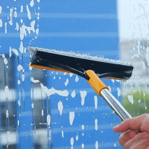 Newest Floor Scrub Brush 2 In 1 Long Handle Bathroom Wiper Stiff Bristle Window Squeegee Magic Broom Floor Mop Tub Tile Cleaning