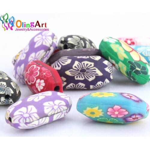 OlingArt 31MM 8pcs Cuboid shape Mixed Color Soft ceramic Polymer Clay Beads for children jewelry making DIY Bracelet necklace