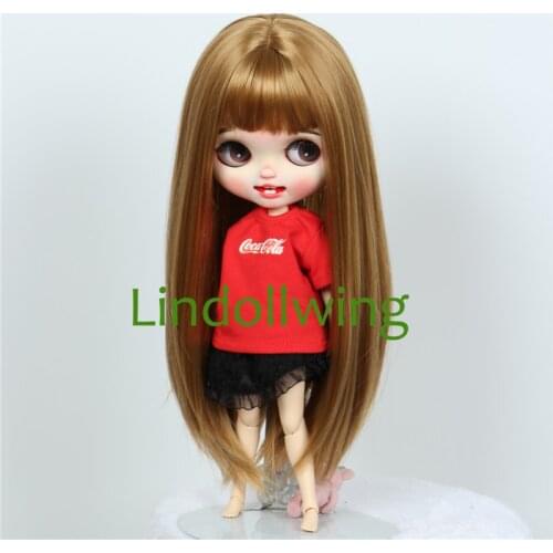9-10 inch Blyth Wig Long Brown Straight Hair