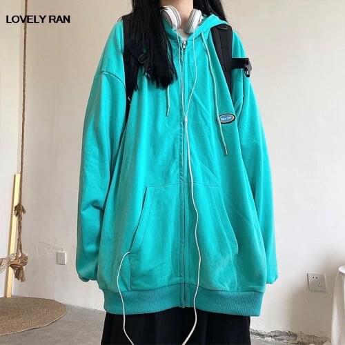 Printed Hooded BF Couple Hoodies Coat Women Oversize Long-sleeved Drawstring Dweater Jacket Female 2021 Autumn Loose Girl Hoodie