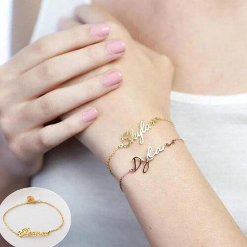 Custom Name Bracelet Stainless Steel Necklace Gold Chain Pendant Charm Gifts Personalized Bracelet For Women Jewelry
